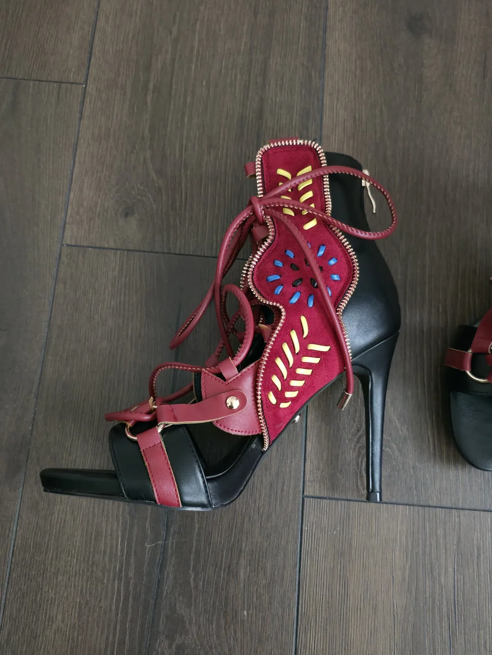 Azalea Wang Shainia Red Multi Stiletto Sandal